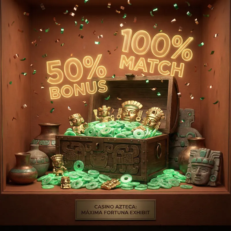 Cofre del tesoro azteca con bonos y promociones de Casino Codere Monterrey México